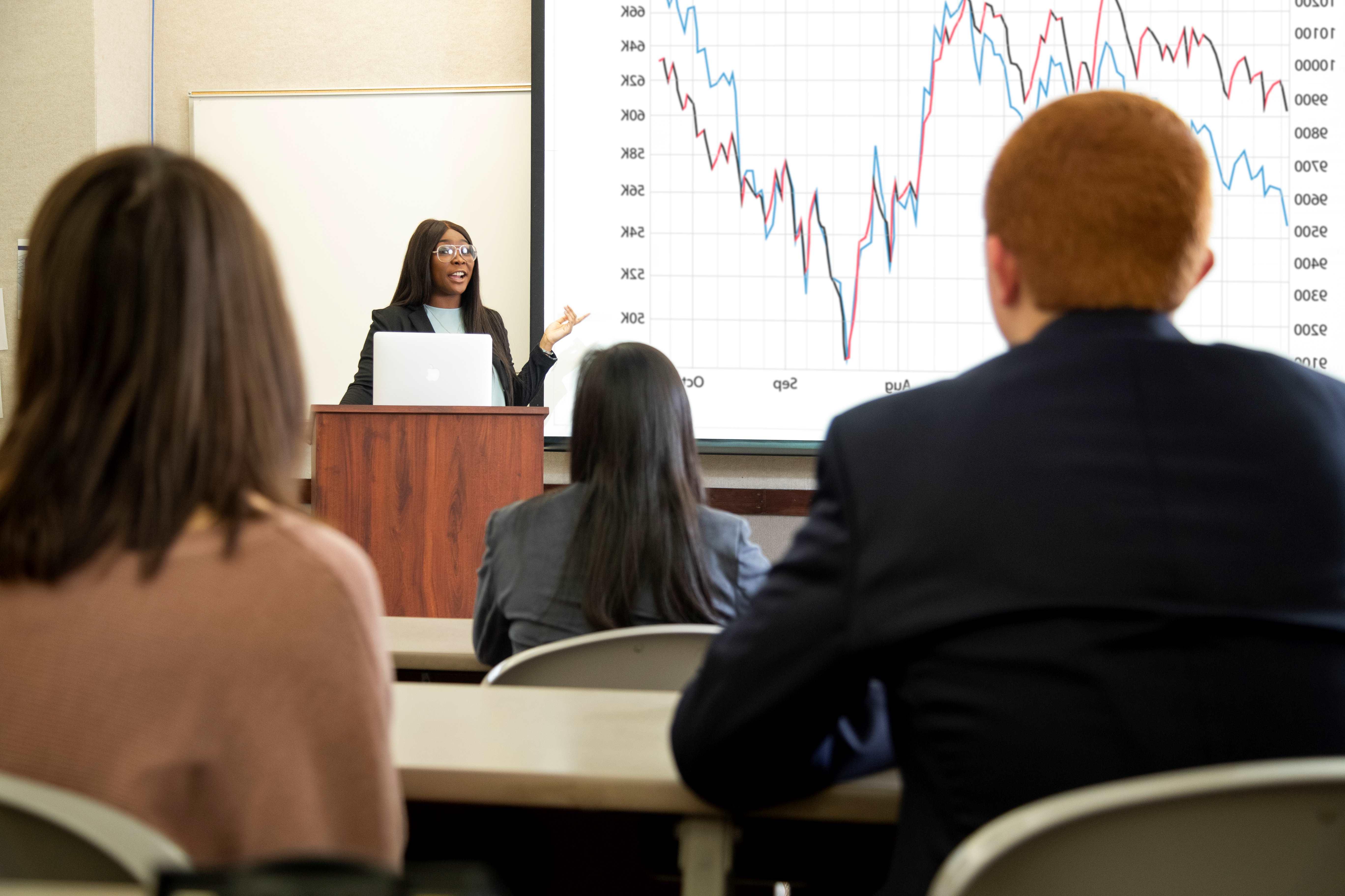 girl presenting in a class